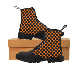 Orange Polka Dots on Black Martin Boots for Women (Black) (Model 1203H)