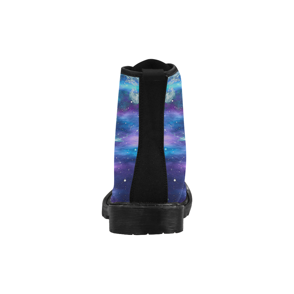 purple blue galaxy Martin Boots for Women (Black) (Model 1203H)
