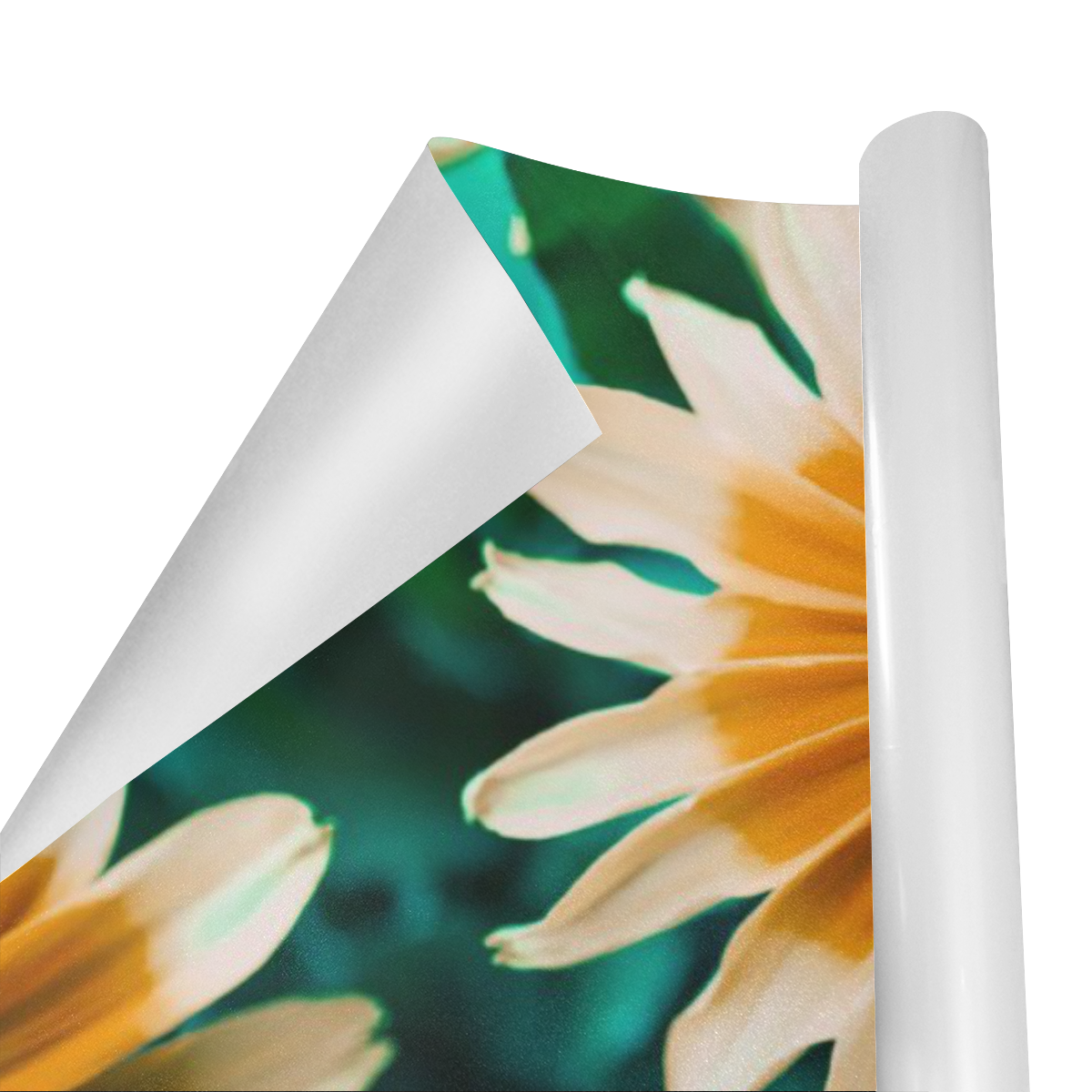Yellow Orange Flower on Turquoise Green Photo Gift Wrapping Paper 58"x 23" (1 Roll)