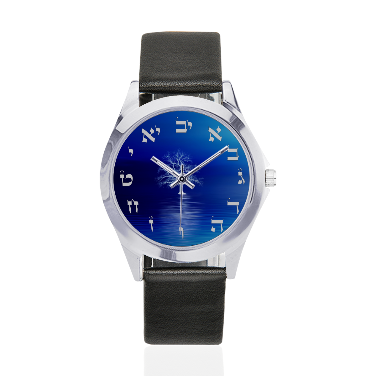 ets haim Unisex Silver-Tone Round Leather Watch (Model 216)