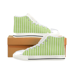 Lime Stripes High Top Canvas Shoes for Kid (Model 017)