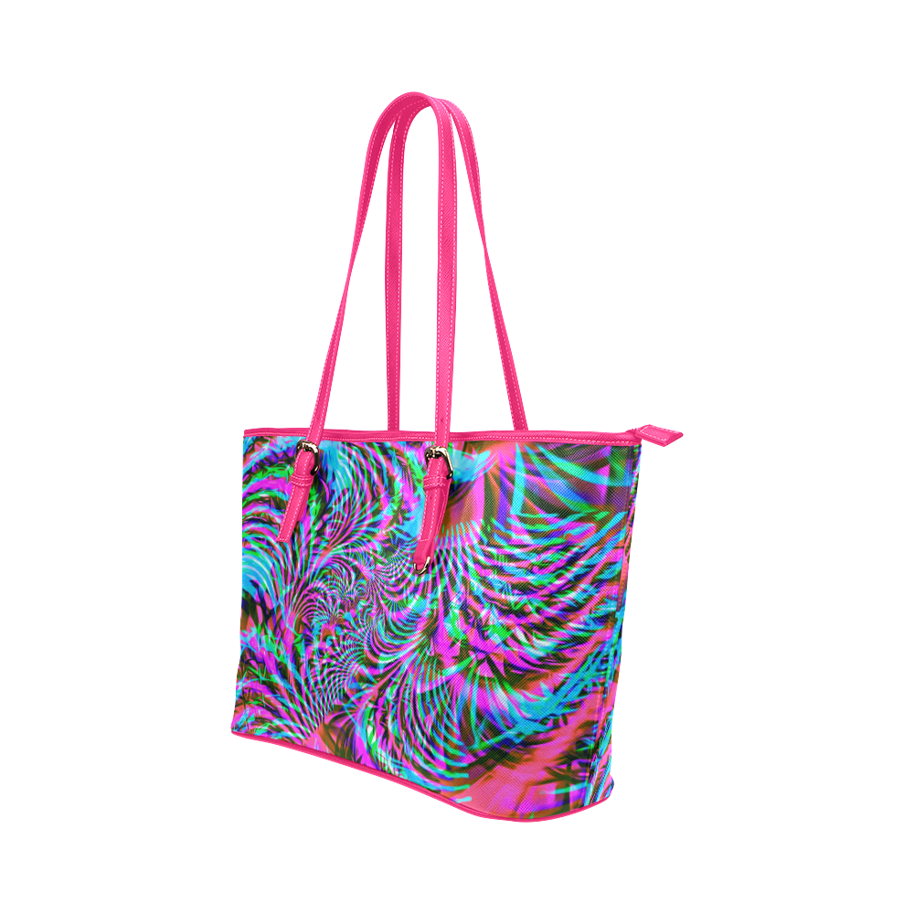 EDM Fractal Burst Leather Tote Bag/Small (Model 1651)