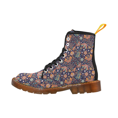 Floral Paisley Pattern - Navy Martin Boots For Women Model 1203H