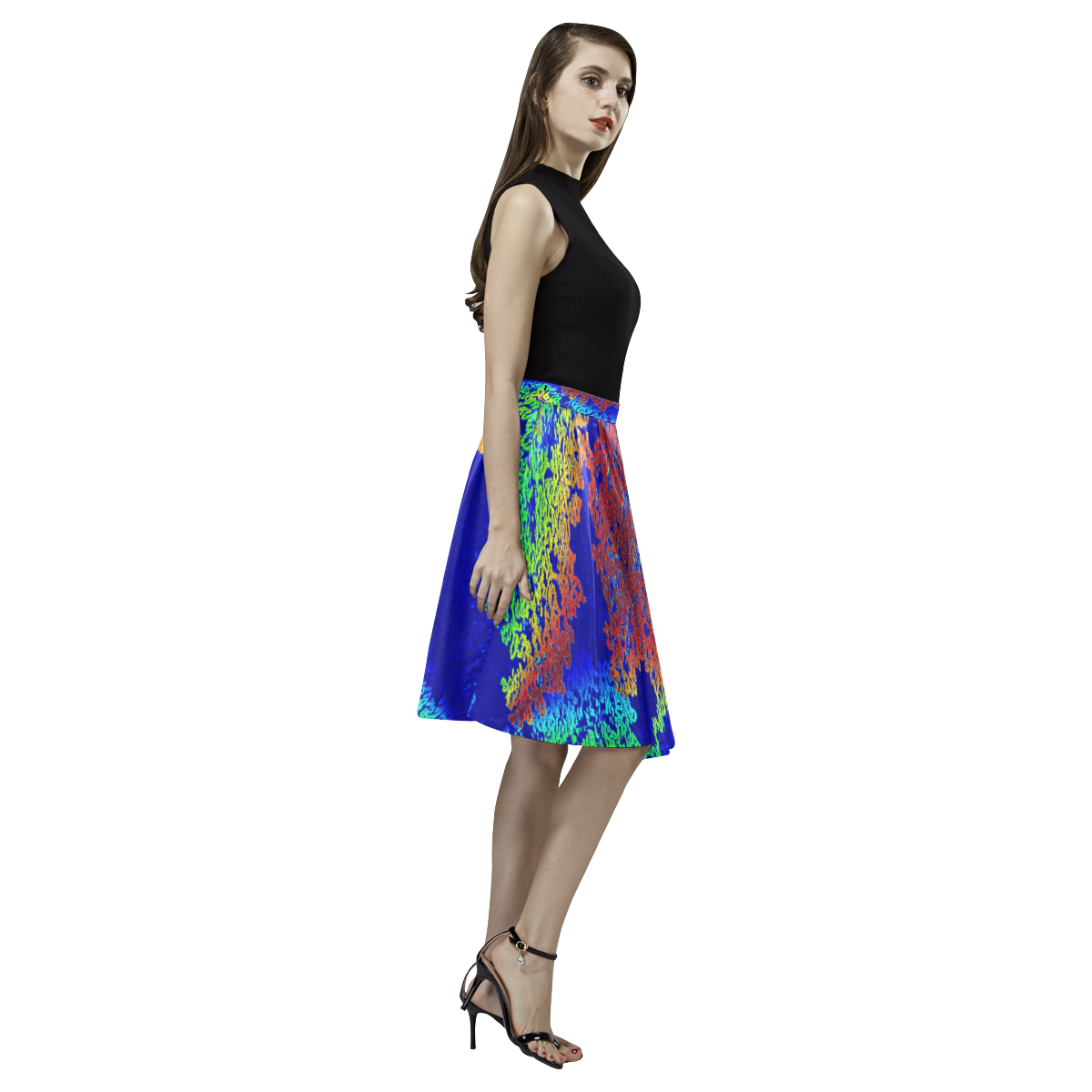 Blues Melete Pleated Midi Skirt (Model D15)