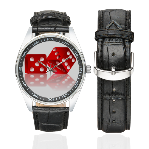 Las Vegas Craps Dice Men's Casual Leather Strap Watch(Model 211)