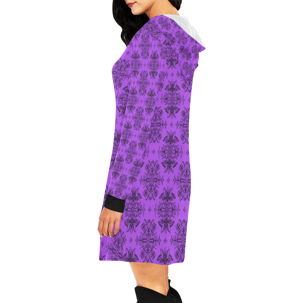 Wall Flower in Bodacious by Aleta All Over Print Hoodie Mini Dress (Model H27)