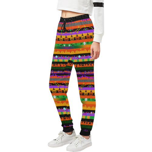 Halloween Icons Striped Unisex All Over Print Sweatpants (Model L11)