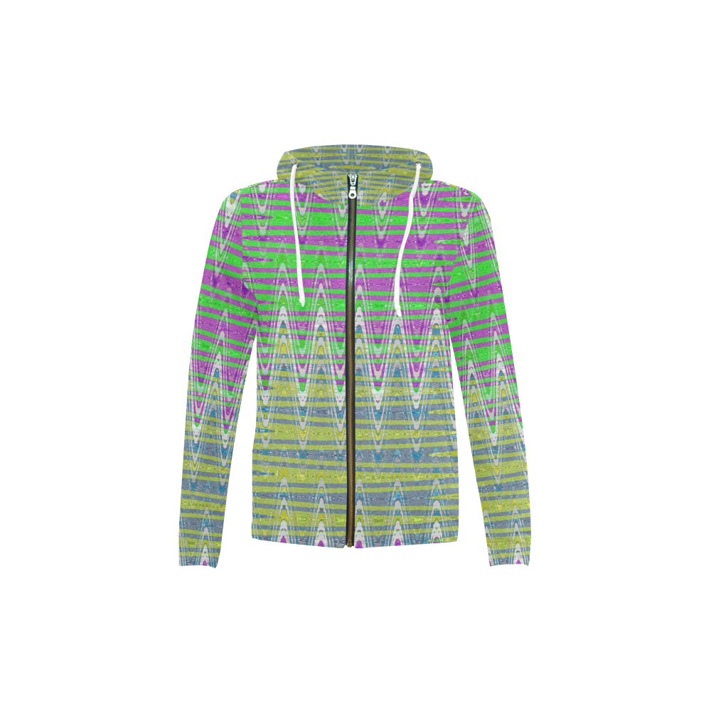 Colorful Pastel Zigzag Waves Pattern All Over Print Full Zip Hoodie for Kid (Model H14)