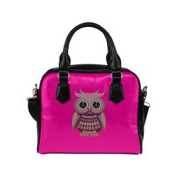 Star Eye Owl - Purple Orange Shoulder Handbag (Model 1634)