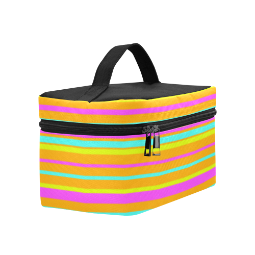Neon Stripes  Tangerine Turquoise Yellow Pink Cosmetic Bag/Large (Model 1658)