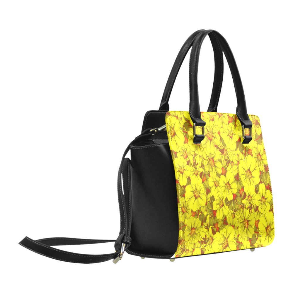 Yellow flower pattern Classic Shoulder Handbag (Model 1653)