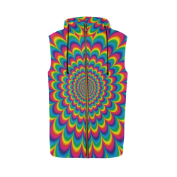 Crazy Psychedelic Flower Power Hippie Mandala All Over Print Sleeveless Zip Up Hoodie for Men (Model H16)