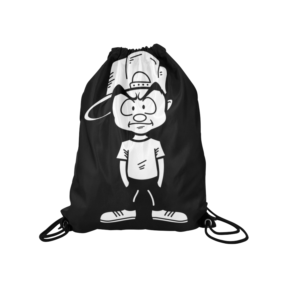 Black Gym Bag Medium Drawstring Bag Model 1604 (Twin Sides) 13.8"(W) * 18.1"(H)