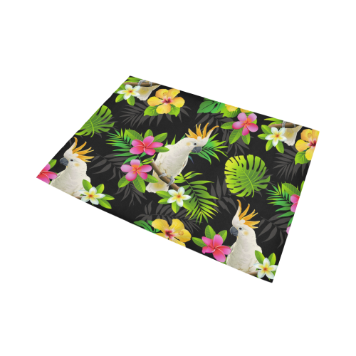 Parrots And Tropical Flowers Area Rug7'x5'