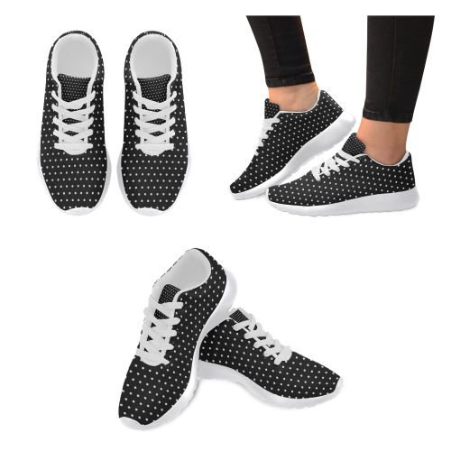 Polka Dot Pin Black by Jera Nour Women's Running Shoes/Large Size (Model 020)