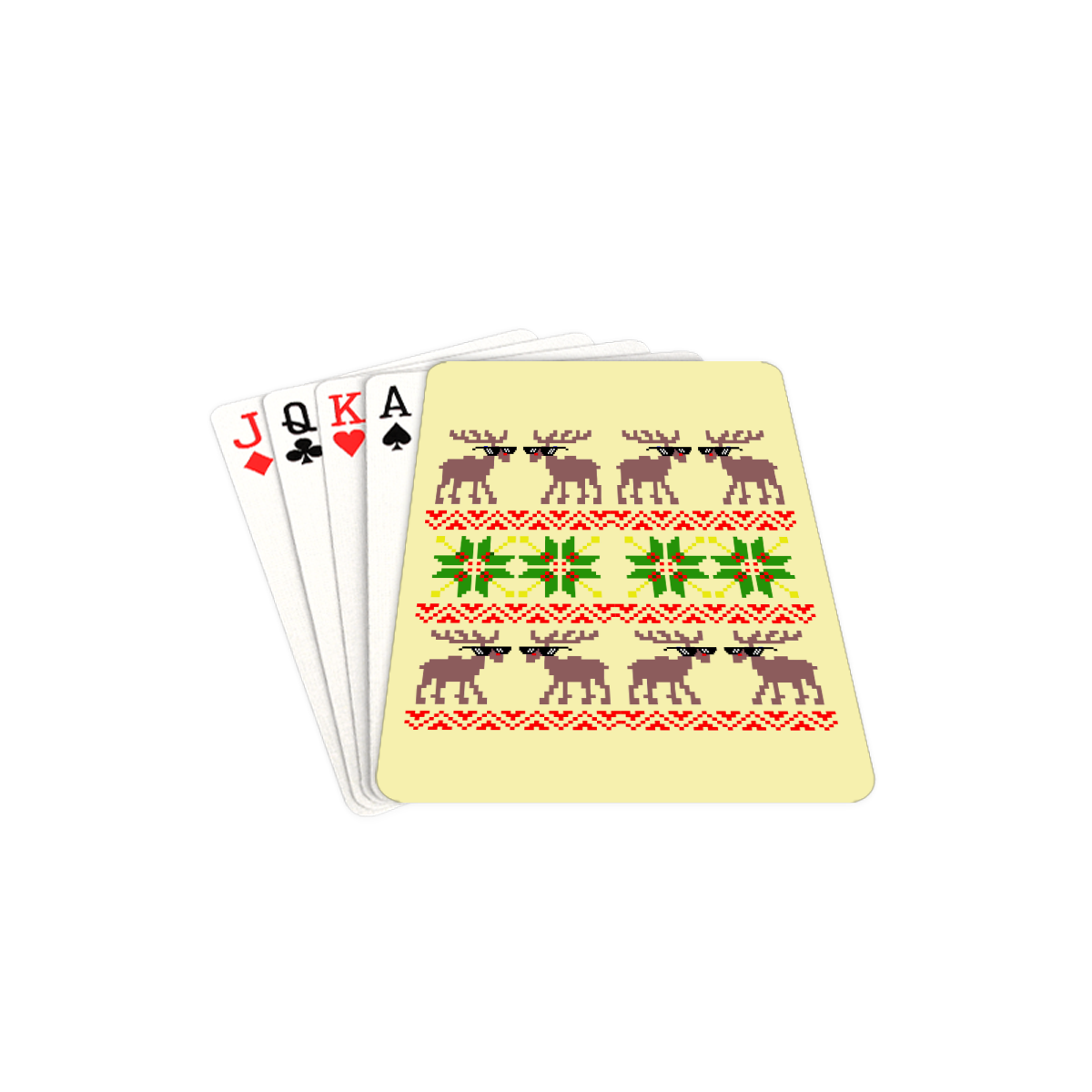 Christmas Ugly Sweater Reindeer (Deal With It ) on Yellow Playing Cards 2.5"x3.5"