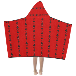 Las Vegas  Black and Red Casino Poker Card Shapes on Red Kids' Hooded Bath Towels