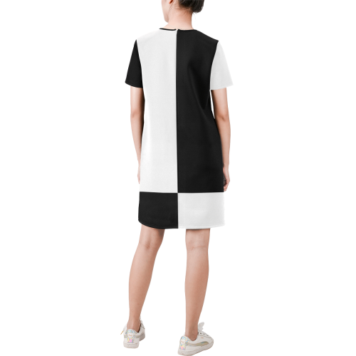 Swinging Sixties Block Pattern by ArtformDesigns Short-Sleeve Round Neck A-Line Dress (Model D47)