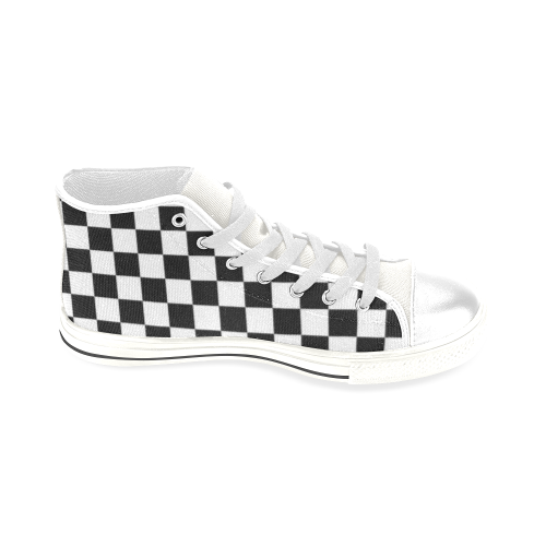 Checkered Men’s Classic High Top Canvas Shoes (Model 017)