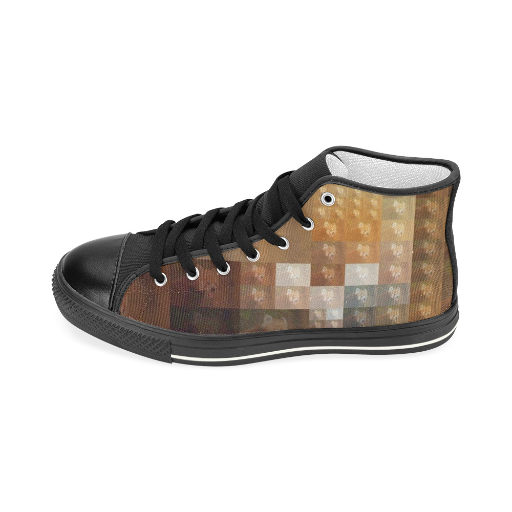 Red Panda -Pixel Fun by JamColors Men’s Classic High Top Canvas Shoes (Model 017)