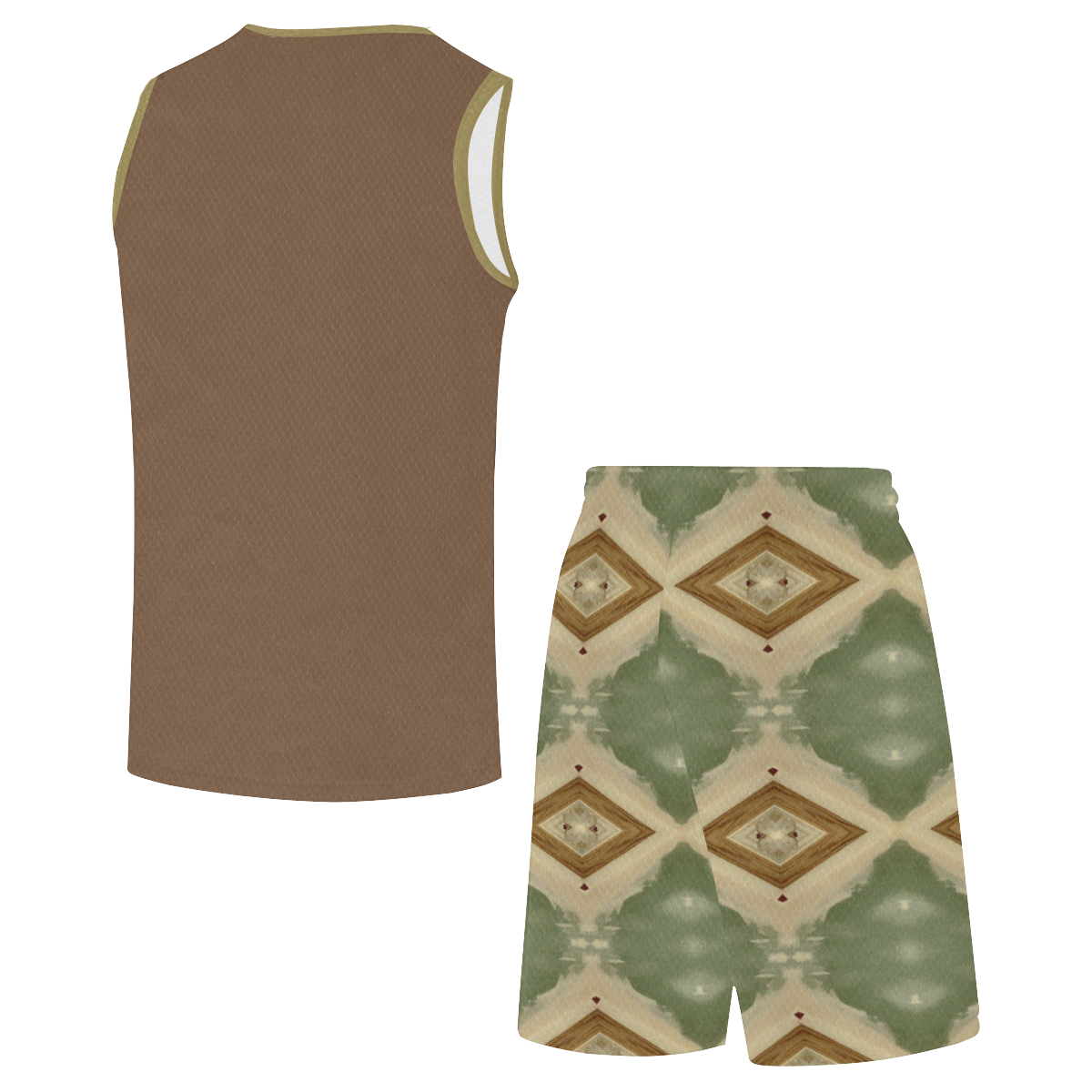 Geometric Camo shorts with brown top All Over Print Basketball Uniform