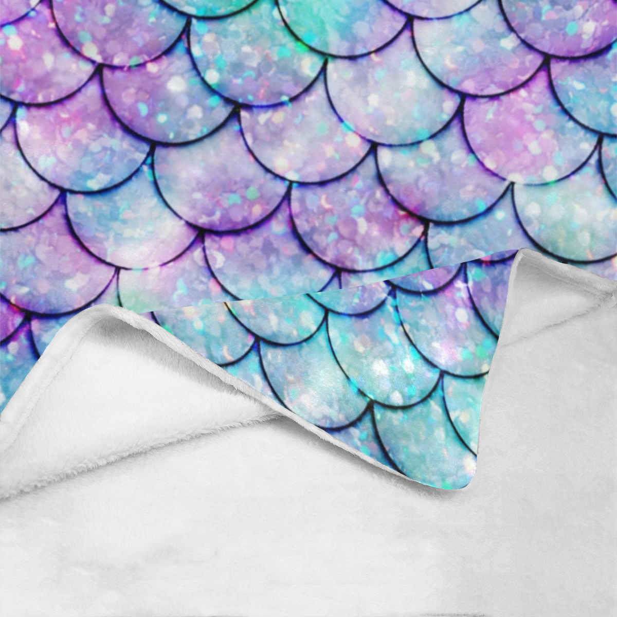 Mermaid SCALES light blue and purple Ultra-Soft Micro Fleece Blanket 43''x56''