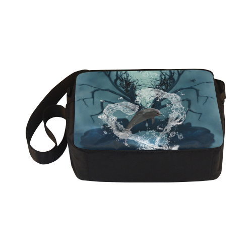 Dolphin jumping by a heart Classic Cross-body Nylon Bags (Model 1632)