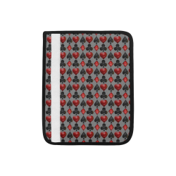 Las Vegas Black and Red Casino Poker Card Shapes on Gray Car Seat Belt Cover 7''x8.5''