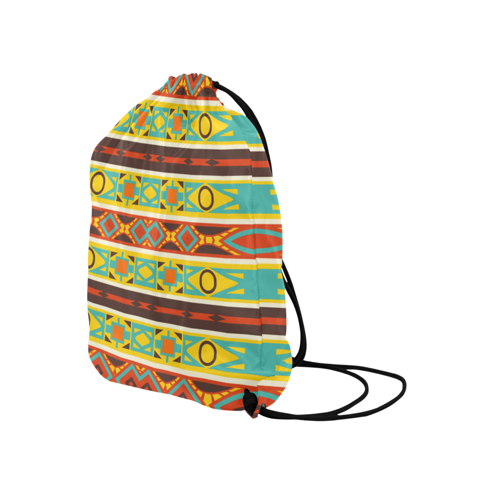 Ovals rhombus and squares Large Drawstring Bag Model 1604 (Twin Sides)  16.5"(W) * 19.3"(H)