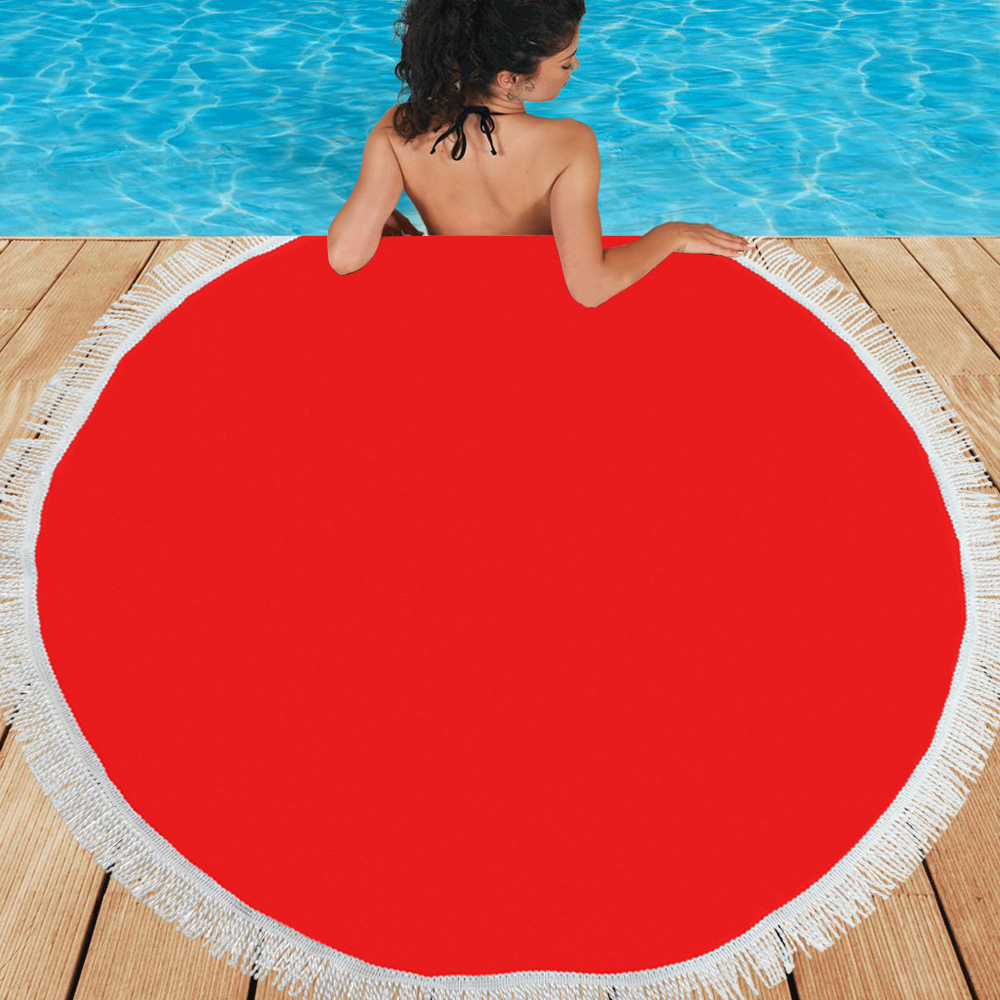 color red Circular Beach Shawl 59"x 59"