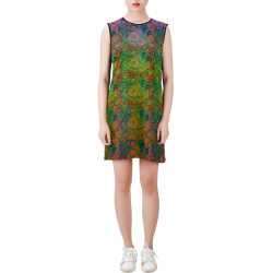 Your Paisley Eye Oil Paint by MJS and Aleta Sleeveless Round Neck Shift Dress (Model D51)