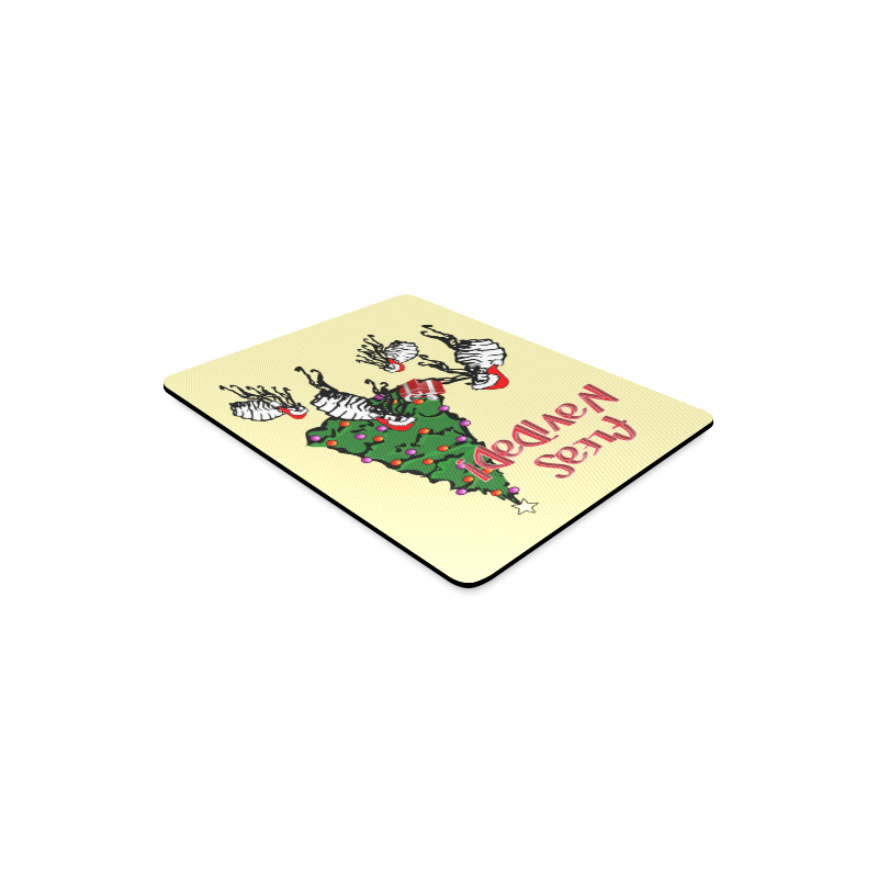 Christmas Fleas Feliz Navidad on Yellow Rectangle Mousepad