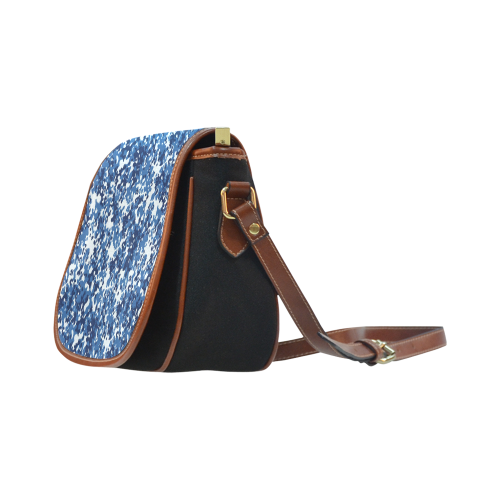Digital Blue Camouflage Saddle Bag/Small (Model 1649)(Flap Customization)