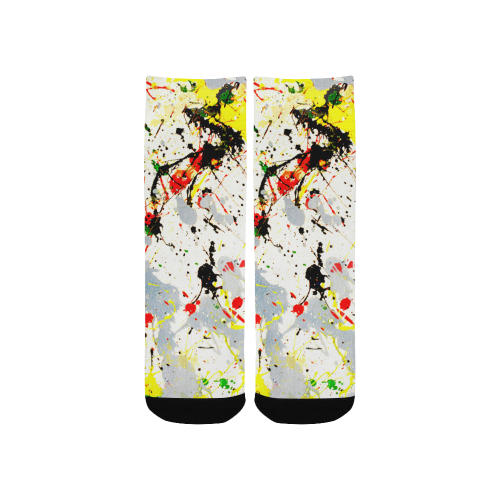 Yellow & Black Paint Splatter Custom Socks for Kids
