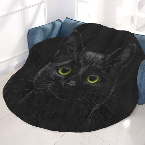 Black Cat Circular Ultra-Soft Micro Fleece Blanket 60"