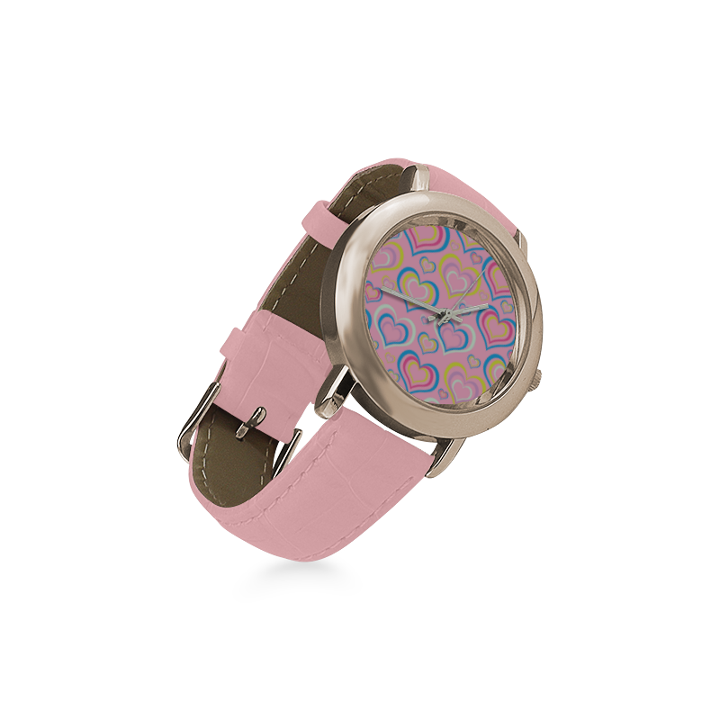 Sweet Heart Women's Rose Gold Leather Strap Watch(Model 201)