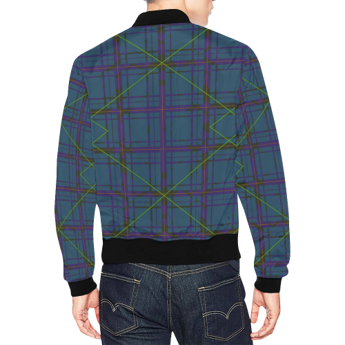Neon plaid 80's style design All Over Print Bomber Jacket for Men (Model H19)