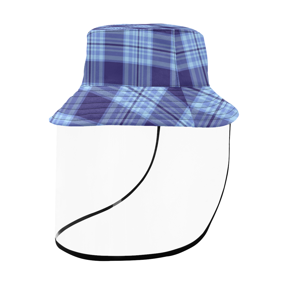 STRIPES LIGHT BLUE Men's Bucket Hat (Detachable Face Shield)