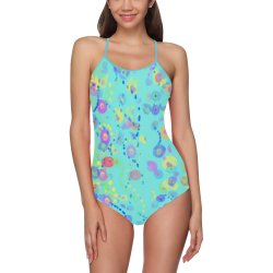 Colored dots Strap Swimsuit ( Model S05)