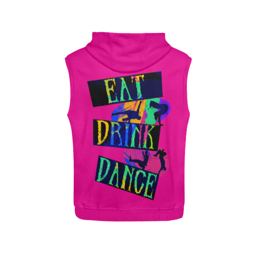 Break Dancing Colorful / Pink All Over Print Sleeveless Hoodie for Women (Model H15)