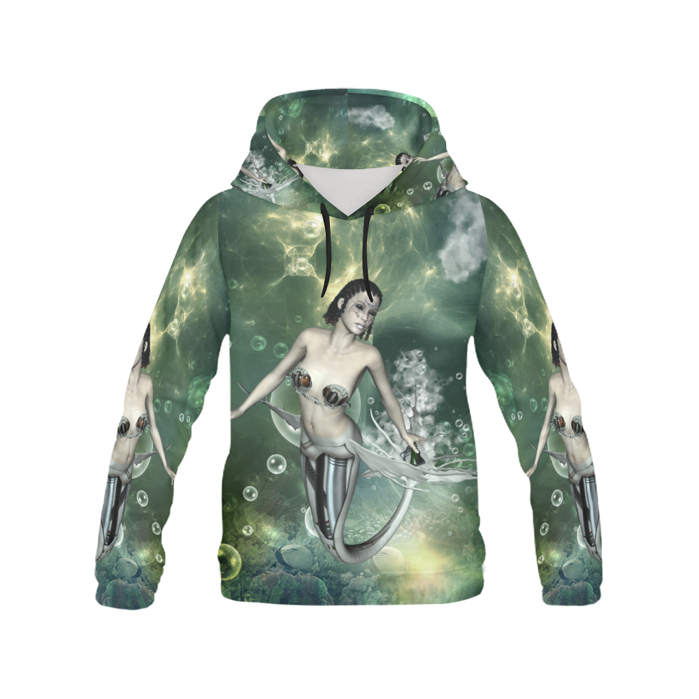 Awesome mermaid in the deep ocean All Over Print Hoodie for Women (USA Size) (Model H13)