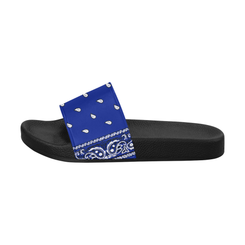 KERCHIEF PATTERN BLUE Men's Slide Sandals/Large Size (Model 057)