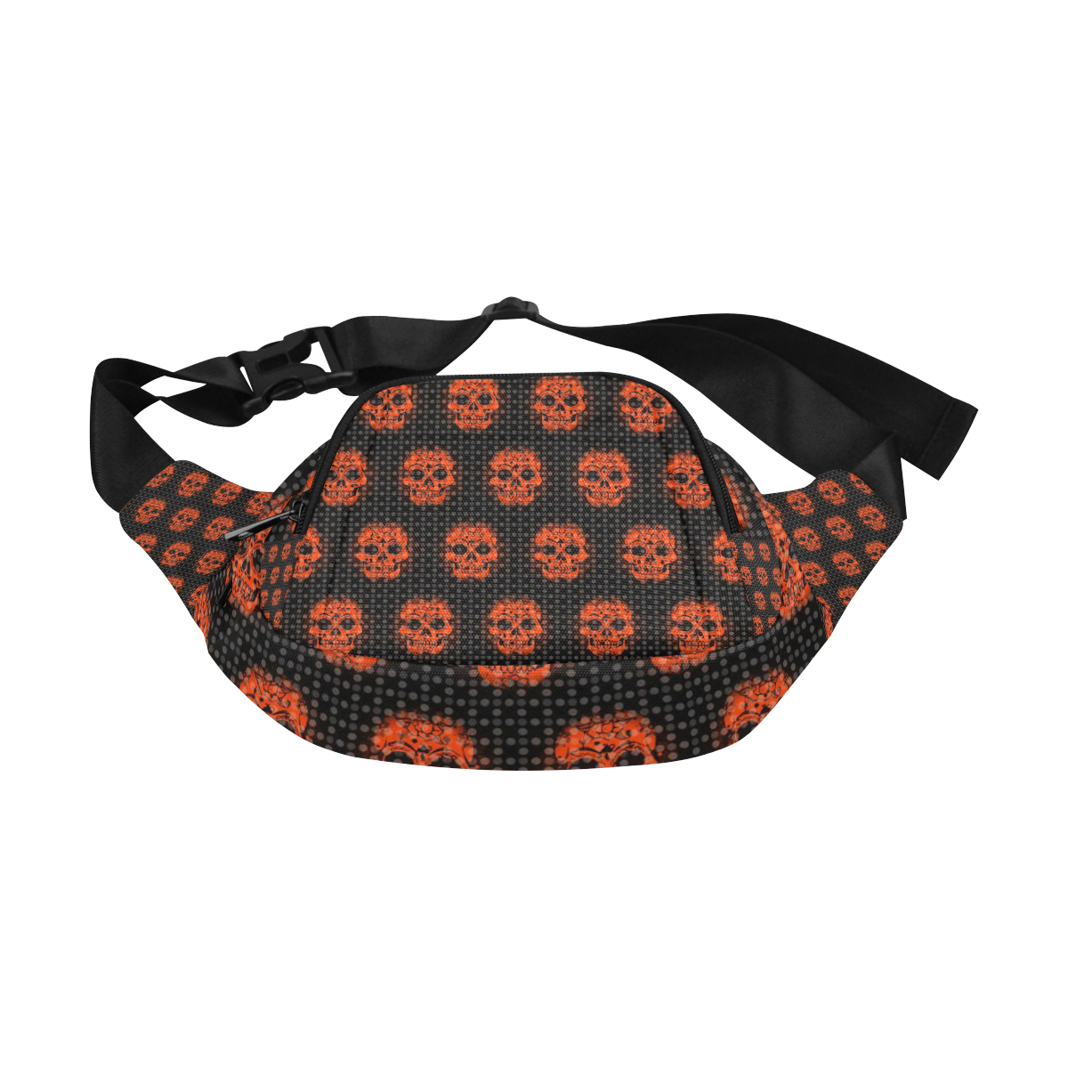 skulls and dotts, orange by JamColors Fanny Pack/Small (Model 1677)