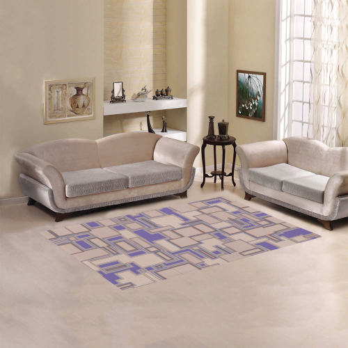 Beige and Purple Techie Abstract Area Rug 5'x3'3''