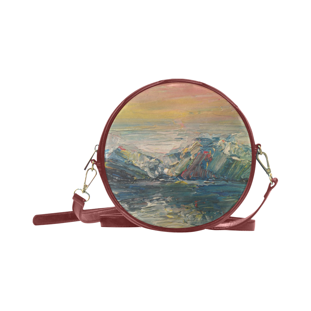 Mountains painting Round Sling Bag (Model 1647)