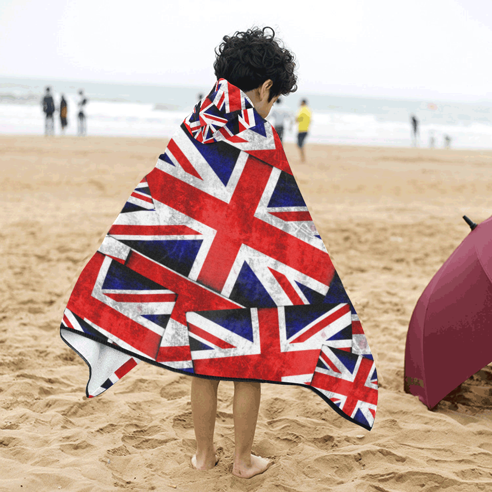 Union Jack British UK Flag Kids' Hooded Bath Towels