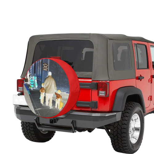 Ghosts roaming the street (red) 32 Inch Spare Tire Cover