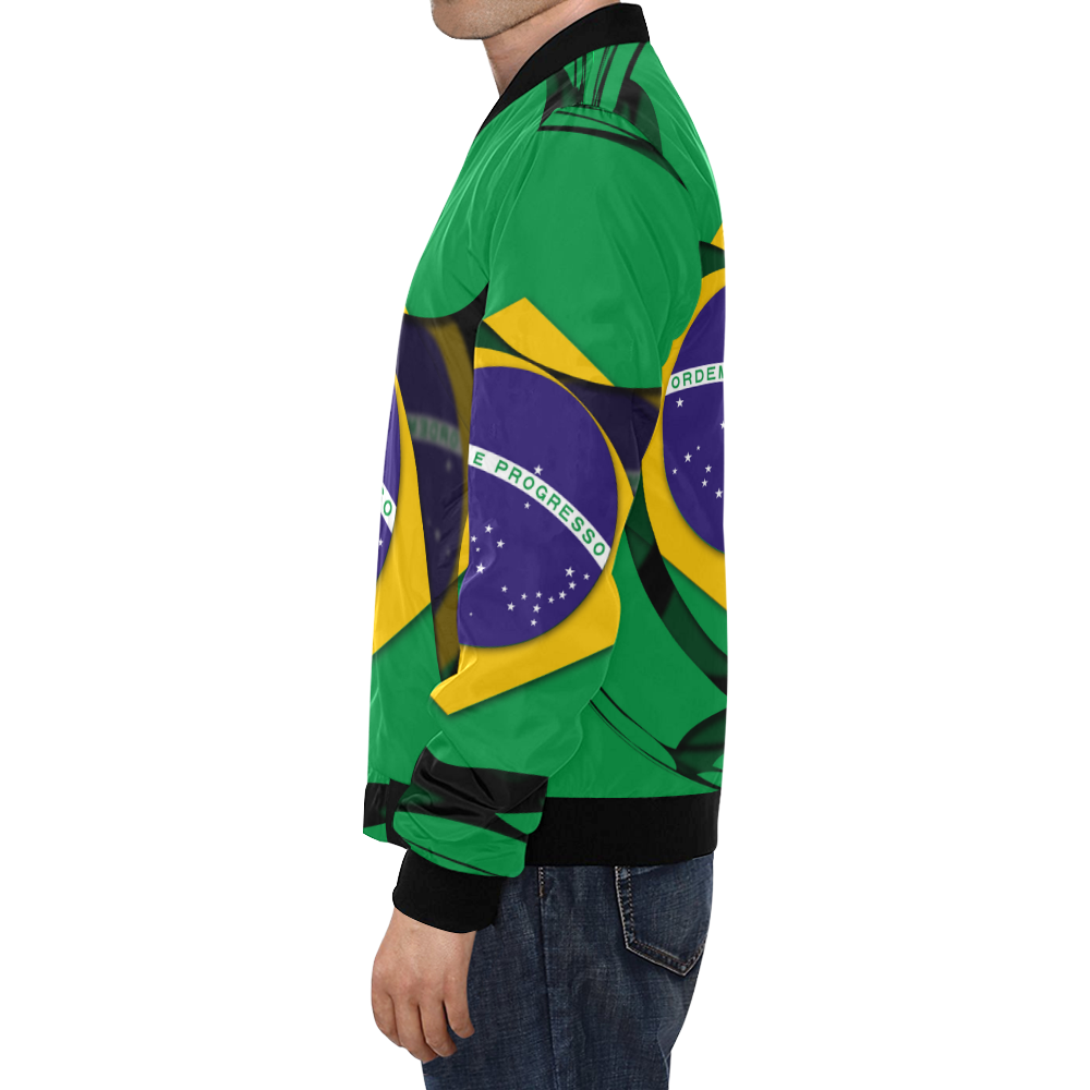 The Flag of Brazil All Over Print Bomber Jacket for Men (Model H19)