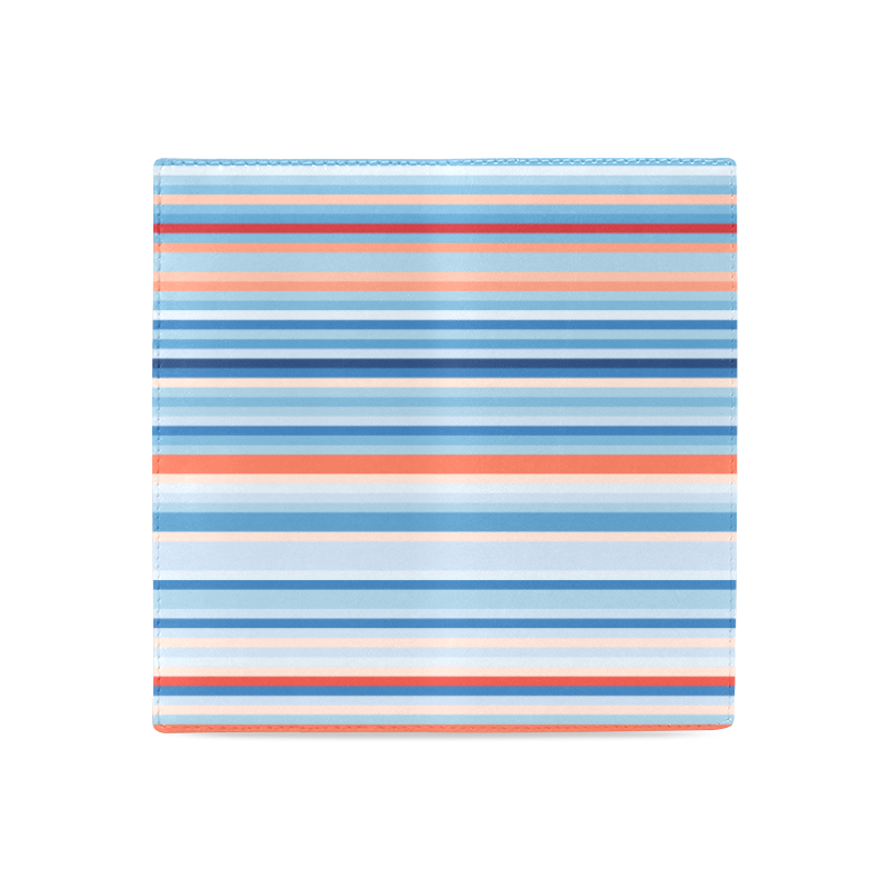 blue and coral stripe 2 Women's Leather Wallet (Model 1611)