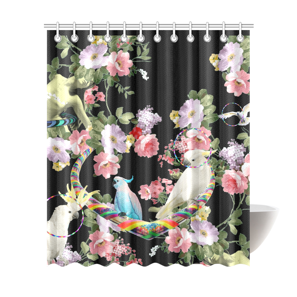 Cockatoos and Hoops Shower Curtain 72"x84"